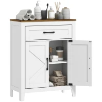 HOMCOM Farmhouse Bathroom Storage Cabinet, Bathroom Cabinet with Barn Doors and Adjustable Shelf, White(m-13)