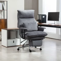 HOMCOM Executive Office Chair with Lumbar Support, Footrest, High Back Reclining Overstuffed Desk Chair with, Gray(m-10)