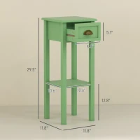 HOMCOM 2-Tier Side Table with Drawer and Shelf, End Table for Living Room and Hallway, Green(m-3)