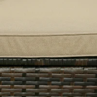 Outsunny 3 Pieces Patio Furniture Set with Cushions, Outdoor PE Rattan Wicker Conversation Corner Sofa Set, Khaki(m-9)