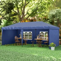 Outsunny 10' x 20' Pop Up Canopy Tent with 4 Sidewalls, Instant Gazebo with Carry Bag for Garden, Patio, Blue(m-9)
