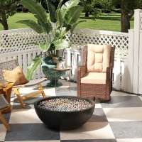 Outsunny PE Rattan 360° Swivel Patio Chair with Cushion, Brown(m-1)