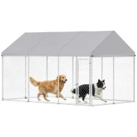 PawHut Galvanized Steel Outdoor Dog Kennel with Roof, Safety Lock, for Backyard, 13.1' x 7.5' x 7.8'(m-9)
