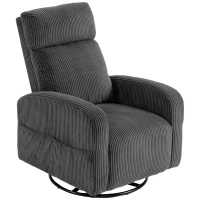 HOMCOM 360° Swivel Accent Chair, Modern Armchair with Thick Backrest & Cushion, Corduroy Upholstered, Dark Grey(m-2)