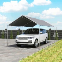 Outsunny 10'x20' Carport Heavy Duty Galvanized Car Canopy with Included Anchor Kit, 3 Reinforced Steel Cables, Grey(m-3)