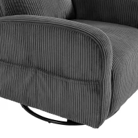 HOMCOM 360° Swivel Accent Chair, Modern Armchair with Thick Backrest & Cushion, Corduroy Upholstered, Dark Grey(m-10)