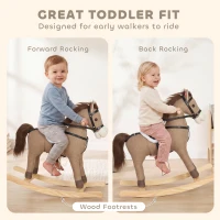 Qaba Rocking Horse, Back and Forth Rocking, Ride on Horse Toy with Sound Effects, for 12-36 Months Toddlers, Dark Brown(m-6)