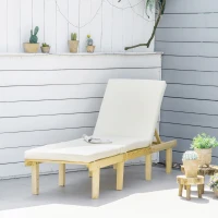 Outsunny Chaise Lounge Chair Patio Recliner with 4-Position Adjustable Backrest & Cushion, Natural(m-7)