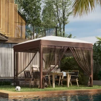 Outsunny 10' x 10' Pop Up Canopy Tent with Netting, Instant Sun Shelter, Tents for Parties, Height Adjustable(m-2)