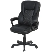 HOMCOM High Back Ergonomic Office Chair, PU Leather Executive Desk Chair with Adjustable Height and Swivel Wheels, Black(m-1)