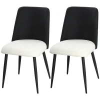 HOMCOM Dining Chairs Upholstered Kitchen Chairs Set of 2 with Steel Legs and Padded Seat for Dining Room, Kitchen, Black(m-2)