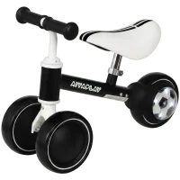 Qaba Balance Bike, Baby Bike with 135° Steering Limit & Lighting Rear Wheels for Toddlers 12-24 Months, Black(m-2)