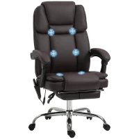 Vinsetto Massage Office Chair, Reclining Executive Office Chair with 6-Point Vibration, Footrest and High Back, Dark Brown(m-2)