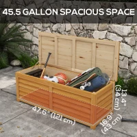 Outsunny 176L Outdoor Storage Box, Wooden Deck Storage Container with 2 Safety Hinges for Balcony, Porch, Poolside, Light Brown(m-4)