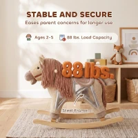 Qaba Baby Rocking Horse for Boys and Girls, Kids Rocking Horse with Realistic Sounds and Anti-Tip limiters(m-7)