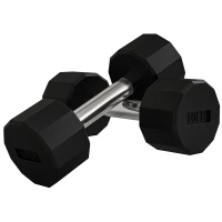 Soozier 2 x 10lbs Dumbbells Set with Non-Slip Grip, Rubber Covered Weights for Men Women Home Gym Workout(m-9)