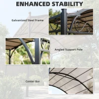 Outsunny 10' x 10' Outdoor Pergola with UV30+ Canopy Galvanized Steel Frame Sun Shade with Arched Top, Cream White(m-6)