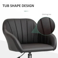 Vinsetto Mid Back Home Office Chair Computer Desk Chair with PU Leather, Adjustable Height, Swivel Wheels for Study, Bedroom, Brown(m-5)