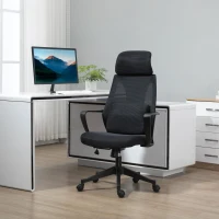 Vinsetto Ergonomic Home Office Mesh Desk Chairs, Computer Task Chair with Massage Lumbar Cushion, Adjustable Seat & Headrest, Rocking Function, Black(m-10)