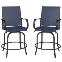 Outsunny Outdoor Bar Stools Set of 2, 360° Swivel Bar Height Chairs, 26.75" x 29.5" x 48.5", Navy Blue