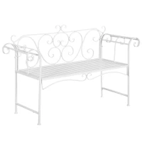 Outsunny 50" 2-Person Metal Garden Bench Outdoor Loveseat Yard Decorative Chair Park Seat Patio Furniture White(m-2)