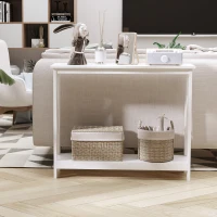 HOMCOM 40" Console Table, 2 Tier X-Design Narrow Entryway Table with Storage Shelf for Behind Couch, Living Room, Hallway, White(m-4)