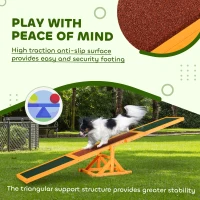 PawHut Wooden Dog Agility Seesaw for Balance Training and Exercise, Platform Equipment Run Game Toy, Weather Resistant Pet Supplies, for Outdoor Backyard, 71" L x 12" W x 12" H, Natural(m-5)
