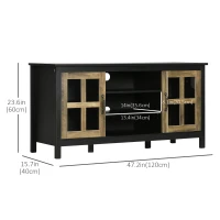 HOMCOM TV Stand for TVs up to 55 Inches, TV Cabinet with Adjustable Shelves and Cable Holes, TV Bench for Living Room, Black(m-3)