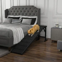 PawHut Dog Ramp w/ Non-Slip Carpet and Top Platform, 74" x 16" x 25", Black(m-12)