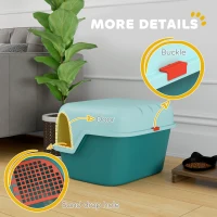 PawHut Cat Litter Box with Scoop, Easy to Clean & Openable Cover, Green(m-7)