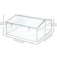 Outsunny Aluminium Cold Frame Greenhouse Garden Portable Raised Planter with Openable Top for Indoor, Outdoor, Flowers, Vegetables, Plants, 39" x 39" x 19"(m-3)