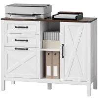 HOMCOM Lateral Filing Cabinet with Drawers, Shelves, Adjustable Hanging Bar for Home Office, Fit A4/Letter Files, White(m-2)