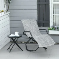 Outsunny Outdoor Folding Rocking Chair, Foldable Chaise Lounge Pool Chair, Zero Gravity Lounge Chair with Armrests for Sun Tanning, Sunbathing, Rocker for Patio, Lawn, Beach, Gray(m-2)