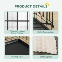 PawHut 24" Dog Crate with 2 Doors, Folding Metal Dog Cage with Soft Cushion, Removable Tray, Handle for Extra Small Dogs, Black(m-4)