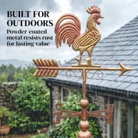 Outsunny Metal Rooster Weathervane, Roof Mount Wind Direction Indicator, Outdoor Weather Vanes(m-6)