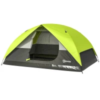 Outsunny Pop Up Camping Tent, 3 Person Family Tent, Waterproof Dome Tent with Mesh Window, Storage Pockets and Hook(m-2)
