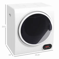 HOMCOM 1.5 cu.ft Portable Compact Clothes Laundry Dryer with Intelligent Drying for Apartments Dorms RVs, 850W, White(m-3)