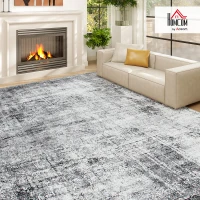 HOMCOM Area Rug for Living Room 9x12, Modern Abstract Machine Washable Rug, Non-Slip Carpet for Bedroom, Dining Room, Grey(m-3)