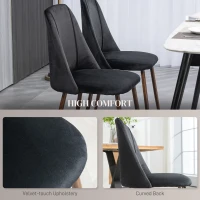 HOMCOM Upholstered Dining Chairs Set of 4, Velvet Accent Chair with Back and Wood-grain Steel Leg for Kitchen, Black(m-5)