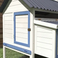 PawHut 55.5" Wooden Chicken Coop with Run Box, Nesting Box, Removable Tray, Ramp, Outdoor Backyard for 2-3 Chickens, White(m-9)