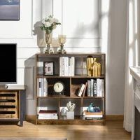 HOMCOM Storage Shelf 3-Tier Bookcase Display Rack Home Organizer for Home Office, Living Room, Playroom, Rustic Brown(m-1)
