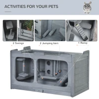 PawHut Wooden Extra Large Hamster Cage with Swings, Small Animal Cage and Habitat with Jumping Platforms, Hamster Habitat, Rats, Mice, Pull-Out Tray(m-6)