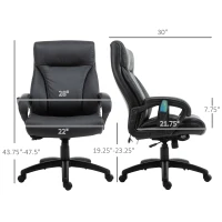 Vinsetto 6 Vibrating Massage Office Chair, Heavy-Duty Ergonomic Desk Chair with 5 Modes, Padded Armrest, Rolling Swivel PU Leather Task Computer Chair for Adults(m-5)