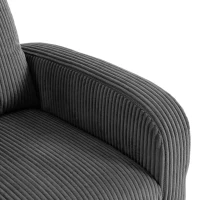 HOMCOM 360° Swivel Accent Chair, Modern Armchair with Thick Backrest & Cushion, Corduroy Upholstered, Dark Grey(m-9)