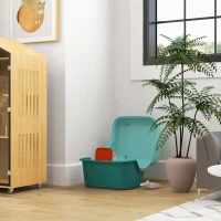 PawHut Cat Litter Box with Scoop, Easy to Clean & Openable Cover, Green(m-8)