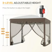Outsunny 10' x 10' Pop Up Canopy Tent with Netting, Instant Sun Shelter, Tents for Parties, Height Adjustable(m-5)
