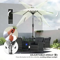 Outsunny Patio Sun Umbrella, Outdoor Parasol with 6 Ribs, Cream White(m-5)