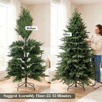 HOMCOM 6ft Artificial Christmas Tree Full Hinged Xmas Tree Metal Base, Green(m-7)