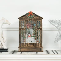 HOMCOM Musical Snow Globe with Lights, Christmas Snow Globe Lantern with Swirling Glitter for Holiday Party Gift, Bronze(m-6)