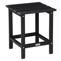 Outsunny Patio Side Table, 15" Square Outdoor End Table, HDPE Plastic Tea Table for Adirondack Chair, Backyard or Lawn, Black(m-1)